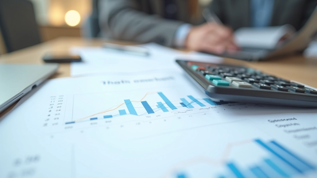 Nahaufnahme eines Taschenrechners und statistischer Berechnungsformeln auf Papier mit Diagrammen