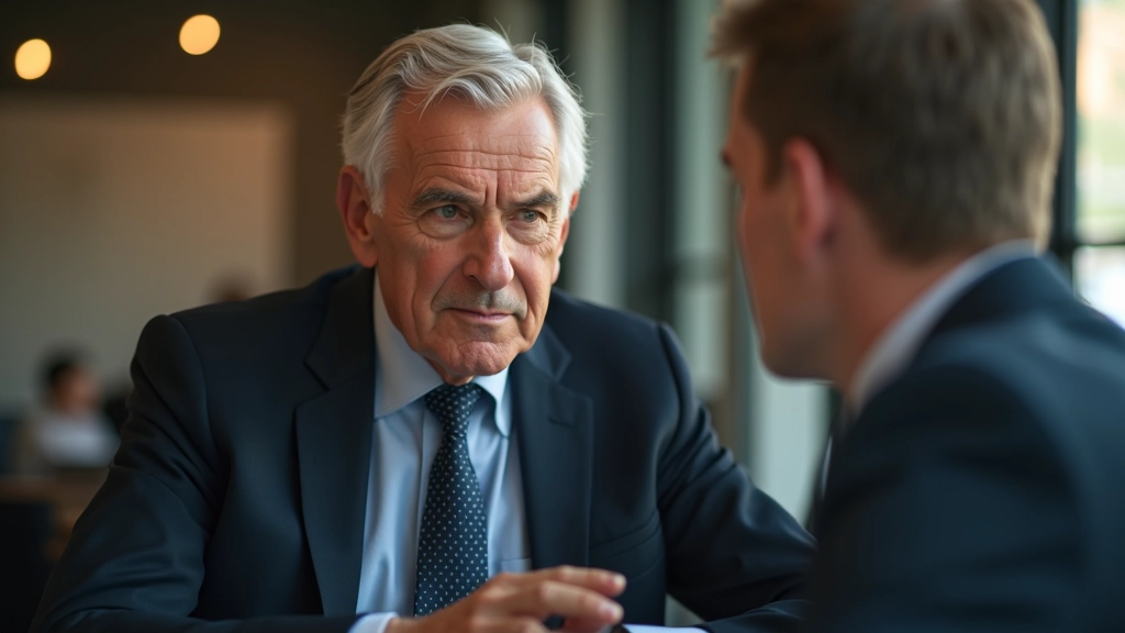 Erfahrene Arbeitnehmer über 50 in professioneller Umgebung, mentoring jüngere Kollegen, ruhiges Vertrauen ausstrahlend