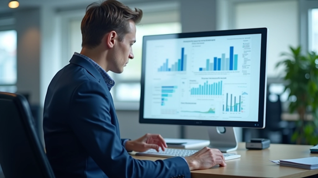Grafik mit Trendlinien und monatlichen Arbeitslosenquoten auf einem Computerbildschirm in modernem Büro